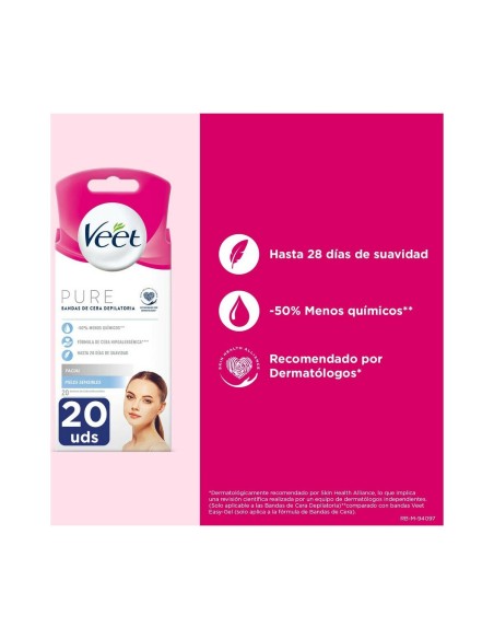 Bandes Épilatoire Faciales Veet Peau sensible 20 Unités
