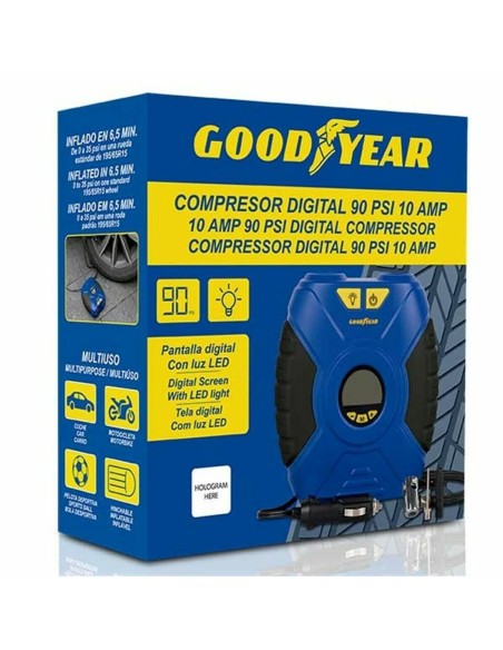 Compresseur d'air portatif avec LED Goodyear GOD0020 12 V 90 PSI
