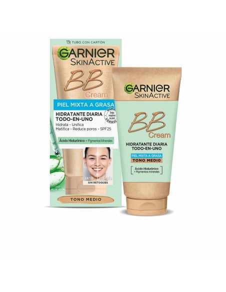 Crème Hydratante avec Couleur Garnier Skinactive Bb Cream Peau mixte Peau grasse Medium 50 ml Spf 25