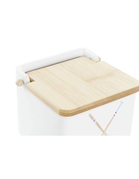 Salière avec couvercle DKD Home Decor Marin Multicouleur Bambou Dolomite 12,5 x 12,5 x 11,5 cm
