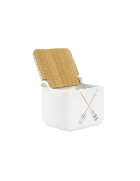 Salière avec couvercle DKD Home Decor Marin Multicouleur Bambou Dolomite 12,5 x 12,5 x 11,5 cm