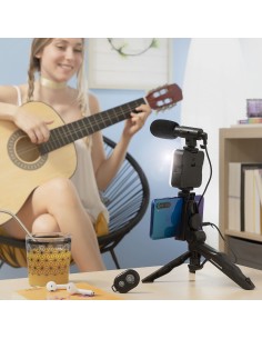 Kit Vlogging avec Lumière, Micro y Télécommande Plodni InnovaGoods 6 Pièces