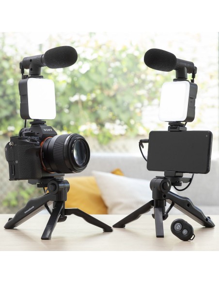 Kit Vlogging avec Lumière, Micro y Télécommande Plodni InnovaGoods 6 Pièces