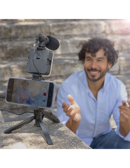 Kit Vlogging avec Lumière, Micro y Télécommande Plodni InnovaGoods 6 Pièces