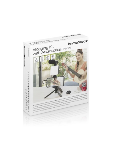 Kit Vlogging avec Lumière, Micro y Télécommande Plodni InnovaGoods 6 Pièces