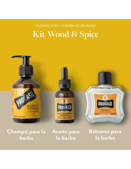 Ensemble pour le Soin de la Barbe Proraso Wood & Spice 3 Pièces