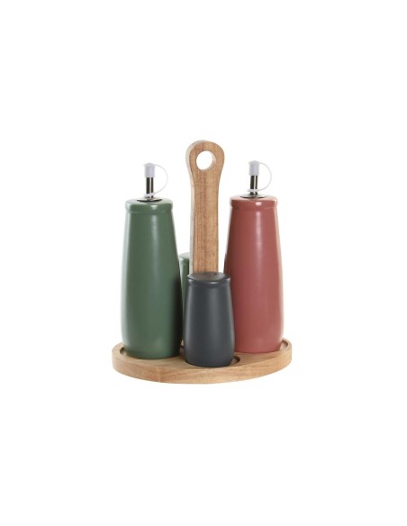 Set de pansement DKD Home Decor 19 x 16 x 22,5 cm Naturel Rose Bois d'hévéa Blanc Vert Grès