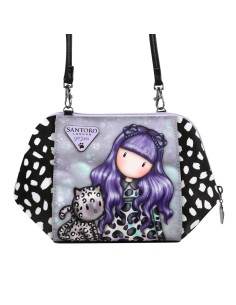 Sac à Bandoulière Gorjuss Smitten kitten Noir Blanc (26 x 15,5 x 9,5 cm)