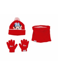 Bonnet, Gants et Echarpe Minnie Mouse Lucky Rouge