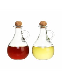 Ensemble salière et poivrier DKD Home Decor 9 x 9 x 14,5 cm Verre Transparent Liège 230 ml 2 Unités