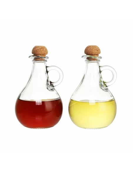 Ensemble salière et poivrier DKD Home Decor 9 x 9 x 14,5 cm Verre Transparent Liège 230 ml 2 Unités