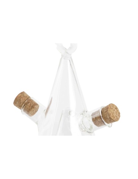 Ensemble salière et poivrier DKD Home Decor 10,5 x 9 x 18 cm Transparent Liège 300 ml Verre Borosilicaté