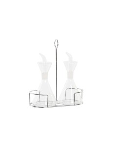 Ensemble salière et poivrier DKD Home Decor 200 ml 19,5 x 10 x 23,5 cm Métal Transparent 2 Unités Verre Borosilicaté