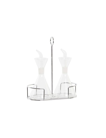 Ensemble salière et poivrier DKD Home Decor 200 ml 19,5 x 10 x 23,5 cm Métal Transparent 2 Unités Verre Borosilicaté