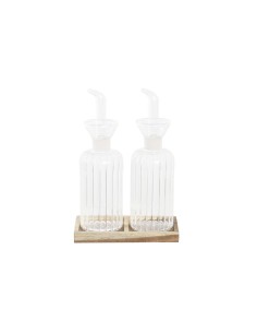 Ensemble salière et poivrier DKD Home Decor 250 ml 14 x 7,5 x 21 cm Naturel Transparent Acacia Verre Borosilicaté
