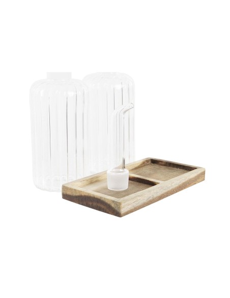 Ensemble salière et poivrier DKD Home Decor 250 ml 14 x 7,5 x 21 cm Naturel Transparent Acacia Verre Borosilicaté
