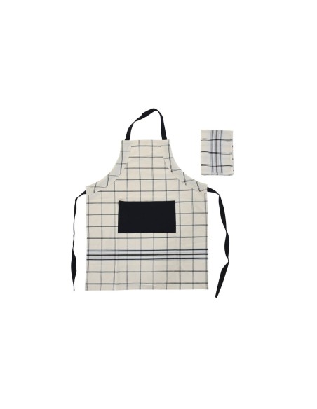Tablier avec Poche DKD Home Decor 70 x 1 x 85 cm Noir Beige Bleu Coton