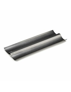 Moule pour Baguettes Kinvara CK62863-21 Gris foncé Métal Acier au carbone 16 x 2,5 x 38 cm Pain (12 Unités) 2