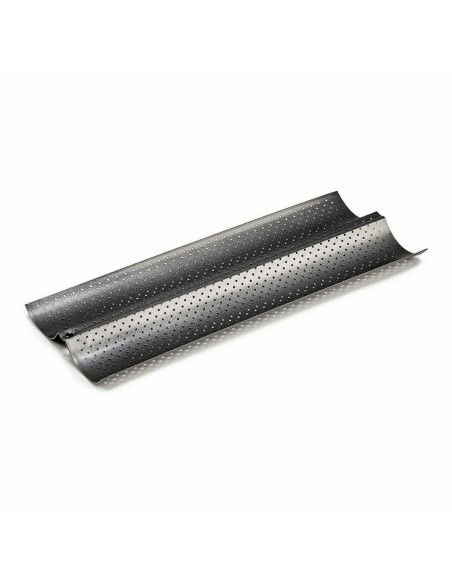 Moule pour Baguettes Kinvara CK62863-21 Gris foncé Métal Acier au carbone 16 x 2,5 x 38 cm Pain (12 Unités)