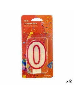 Bougie Anniversaire Numéro 0 Blanc Rouge (12 Unités)