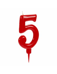 Bougie Anniversaire Numéro 5 Rouge (12 Unités) 2