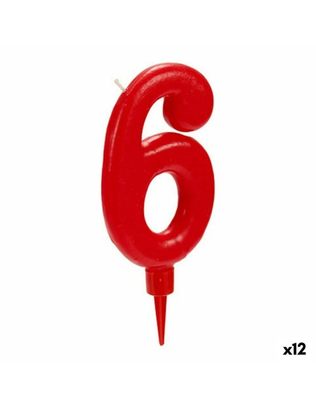 Bougie Anniversaire Numéro 6 Rouge (12 Unités)