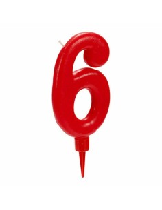 Bougie Anniversaire Numéro 6 Rouge (12 Unités) 2