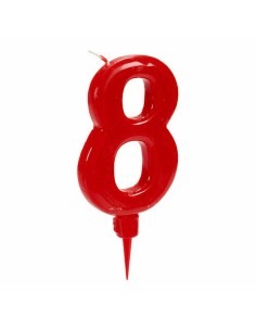 Bougie Rouge Anniversaire Numéro 8 (12 Unités) 2