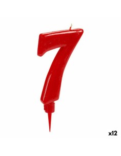 Bougie Rouge Anniversaire Numéro 7 (12 Unités)