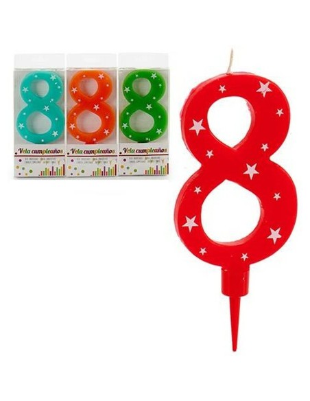 Bougie Anniversaire Numéro 8 (12 Unités)
