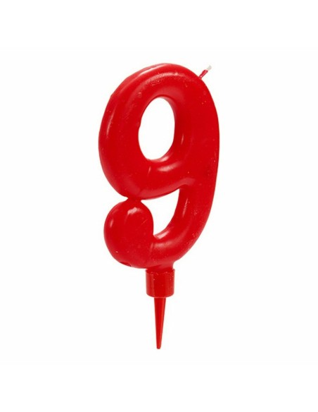 Bougie Anniversaire Rouge Numéro 9 (12 Unités)