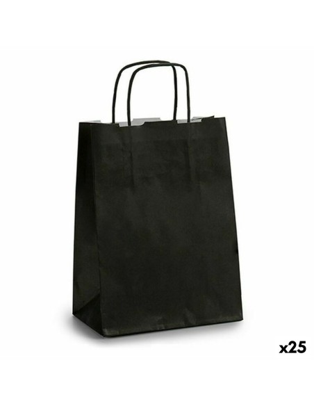 Sac en papier Pincello 18242 Noir 18 x 8 x 31 cm (25 Unités)