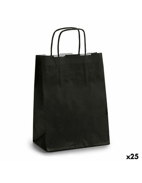 Sac en papier Pincello 18242 Noir 18 x 8 x 31 cm (25 Unités)