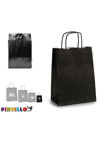 Sac en papier Pincello 18242 Noir 18 x 8 x 31 cm (25 Unités)