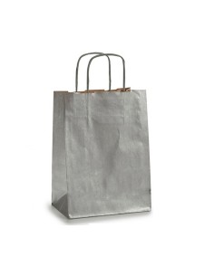 Sac en papier Pincello 18241 Argenté 18 x 8 x 31 cm (25 Unités) 2