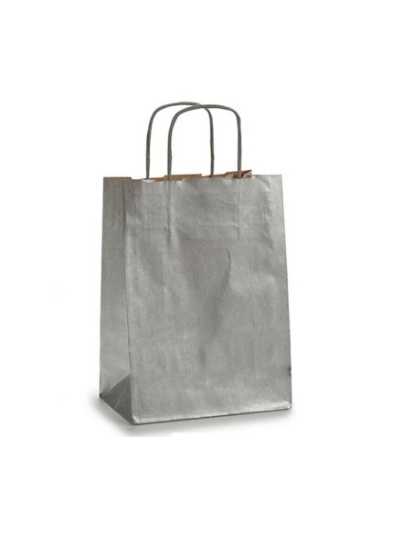 Sac en papier Pincello 18241 Argenté 18 x 8 x 31 cm (25 Unités)