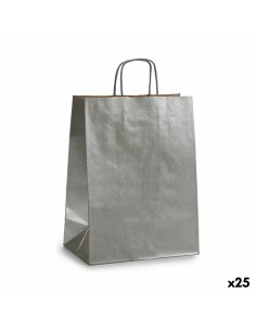 Sac en papier Pincello 24311 Argenté 24 x 12 x 40 cm (25 Unités)