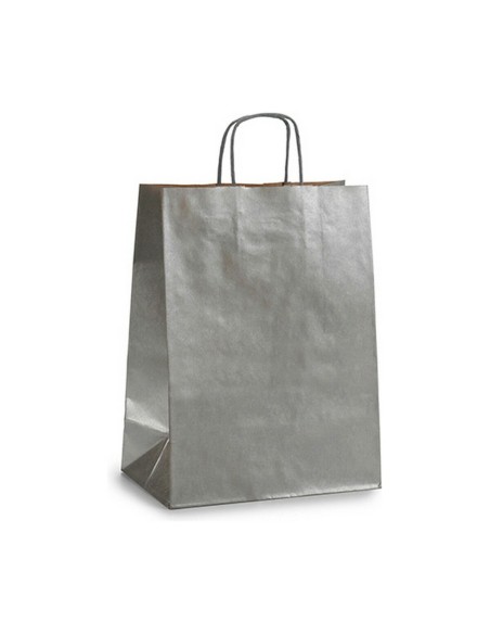 Sac en papier Pincello 24311 Argenté 24 x 12 x 40 cm (25 Unités)
