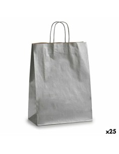 Sac en papier Pincello 32411 Argenté 12 x 52 x 32 cm 32 X 12 X 50 cm (25 Unités)