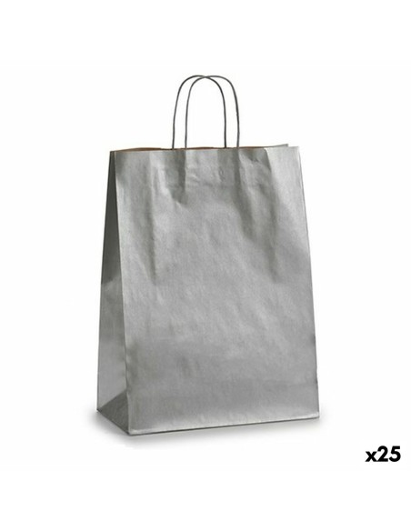Sac en papier Pincello 32411 Argenté 12 x 52 x 32 cm 32 X 12 X 50 cm (25 Unités)