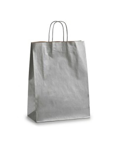 Sac en papier Pincello 32411 Argenté 12 x 52 x 32 cm 32 X 12 X 50 cm (25 Unités) 2