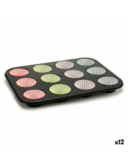 Moules à Muffins Kinvara 55011 Multicouleur 7 x 7 x 3 cm 35 x 3 x 26,5 cm Plateau pour Four (12 Unités)
