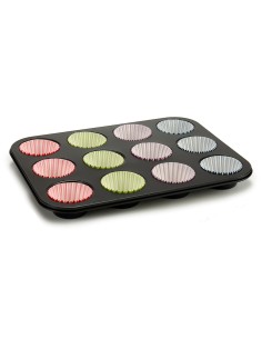 Moules à Muffins Kinvara 55011 Multicouleur 7 x 7 x 3 cm 35 x 3 x 26,5 cm Plateau pour Four (12 Unités) 2