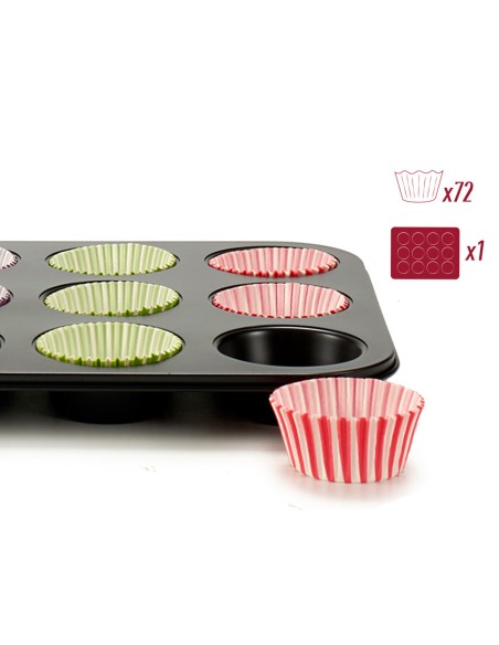 Moules à Muffins Kinvara 55011 Multicouleur 7 x 7 x 3 cm 35 x 3 x 26,5 cm Plateau pour Four (12 Unités)