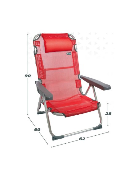 Chaise de Plage Aktive Rouge 48 x 60 x 90 cm