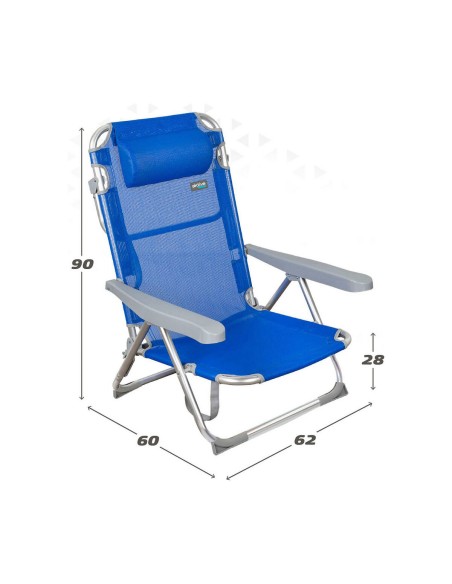 Chaise de Plage Aktive Bleu 48 x 60 x 90 cm
