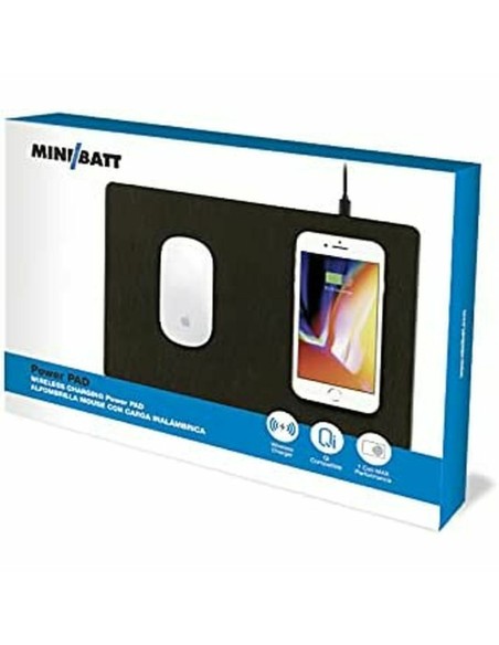 Tapis de Souris avec Chargeur Sans Fil Qi MiniBatt MB-PAD Noir