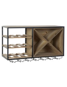 Range Bouteilles DKD Home Decor 80 x 24 x 44 cm Sapin Naturel Noir Métal Marron Bois MDF