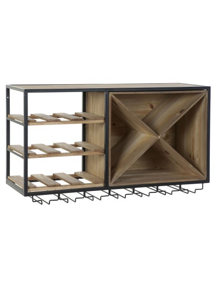 Range Bouteilles DKD Home Decor 80 x 24 x 44 cm Sapin Naturel Noir Métal Marron Bois MDF