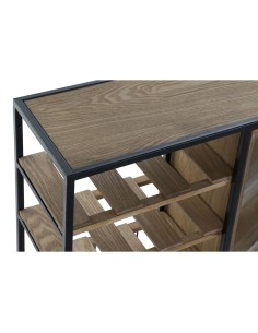 Range Bouteilles DKD Home Decor 80 x 24 x 44 cm Sapin Naturel Noir Métal Marron Bois MDF 2